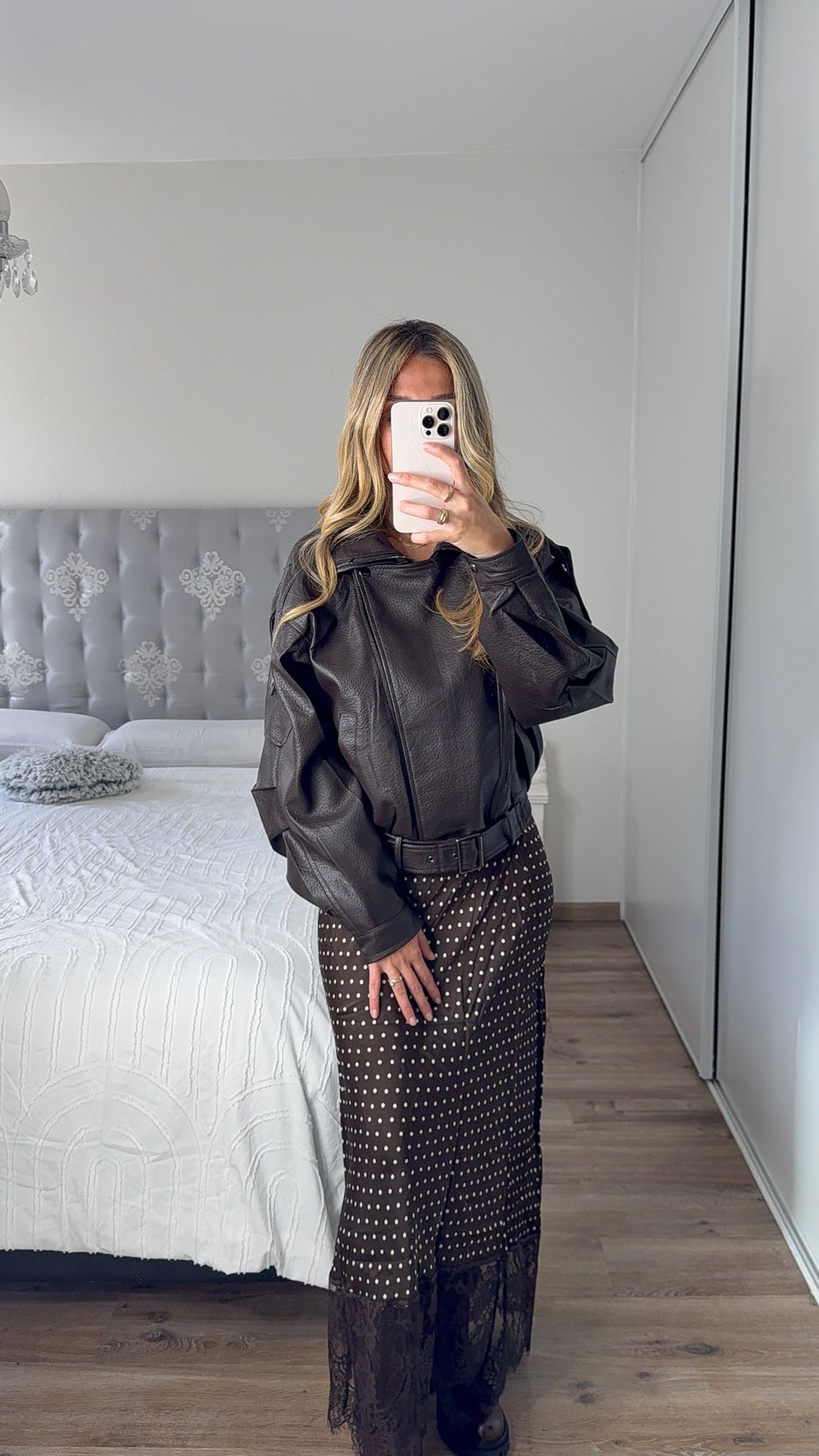 Veste en similicuir marron