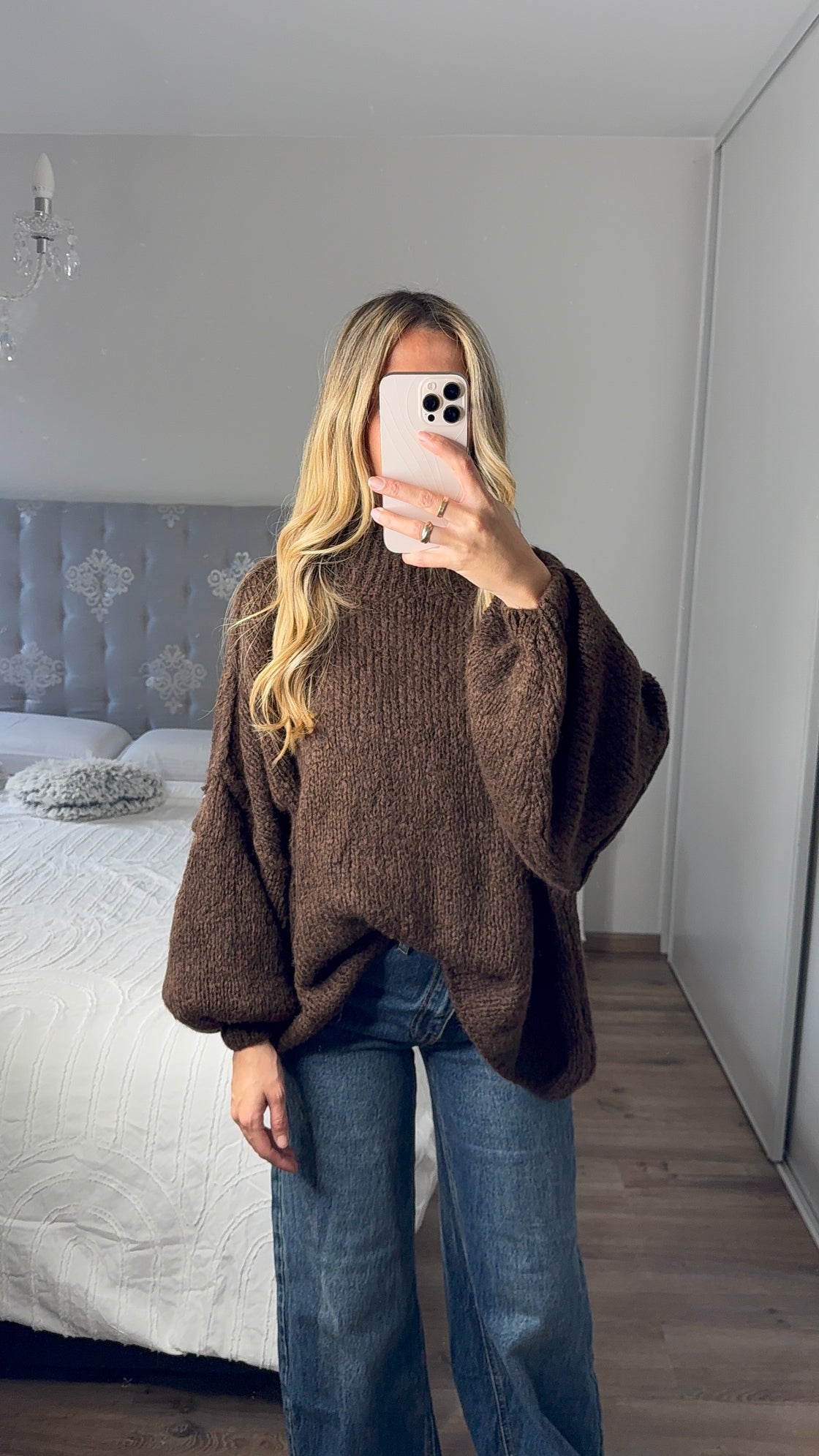 Pull oversize marron
