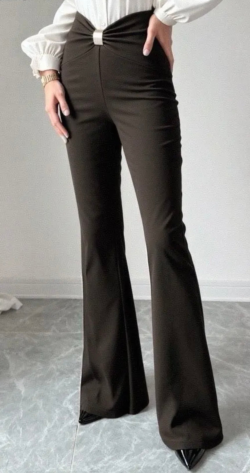Pantalon flare marron