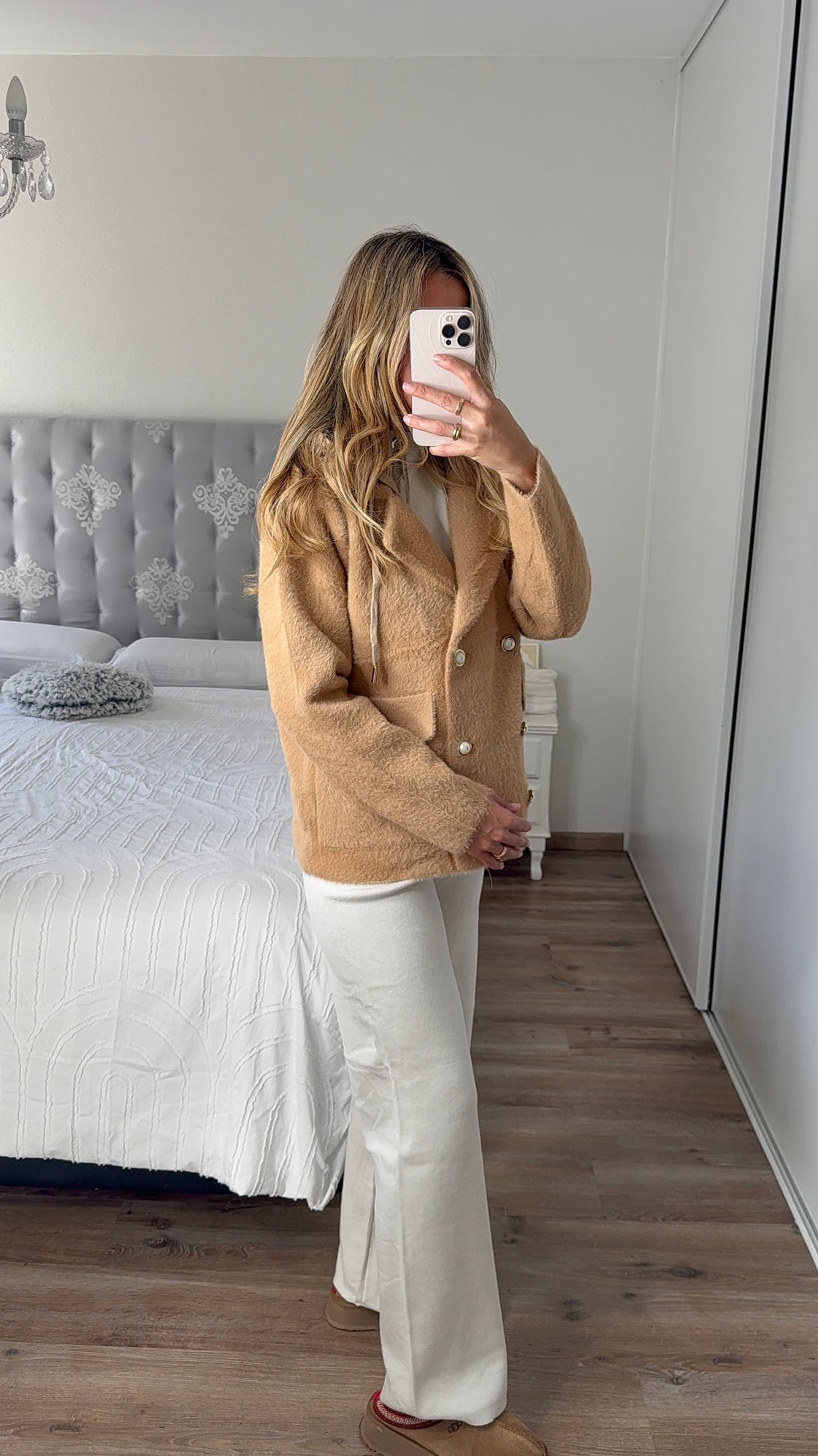 Manteau camel capuche amovible