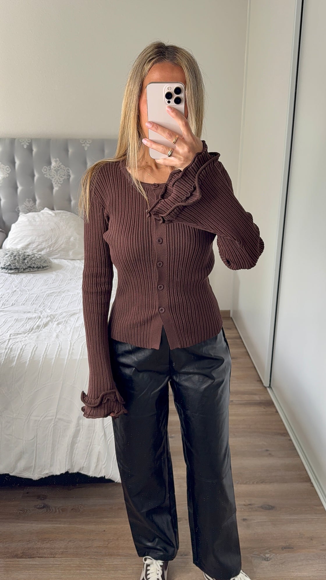 Pull manche évasé Marron